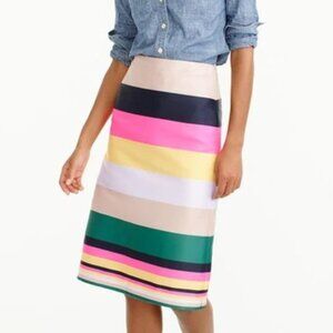 NWT J.Crew Pop Stripe Skirt Multicolor Rainbow Size 0 Petite